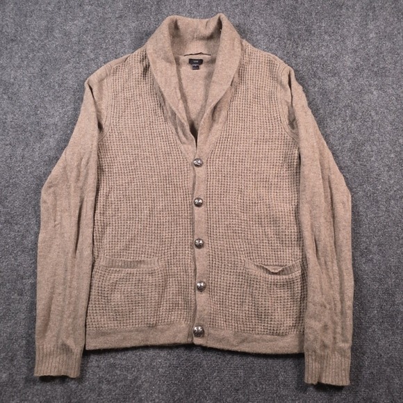 John Varvatos U.S.A. Other - John Varvatos USA Luxe Cardigan Mens Medium Tan Merino Wool Nylon Grandpa